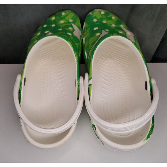 CROCS Classic Clog White Green Palm Leaves RARE Design US Men's Size 13 - Picture 7 of 10